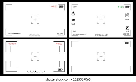 Record video snapshot photography. Video camera viewfinder template. Video rec screen. Video recording screen on a transparent background