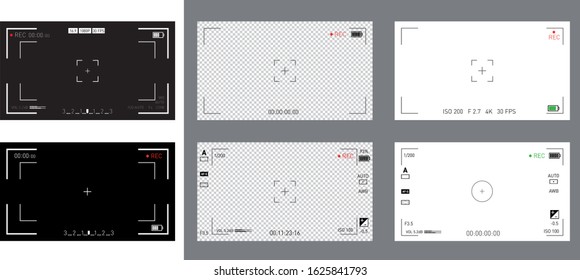 Record video snapshot photography. Video camera viewfinder template. Video rec screen. Video recording screen on a transparent background. REC.