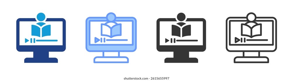 Recorded Lecture icon set multiple style collection
