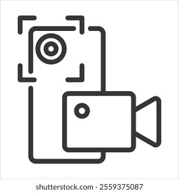 Recorded Video Outline Icon Vector Illustration