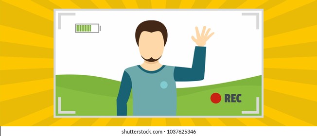 Recorder banner. Flat illustration of recorder vector banner for web
