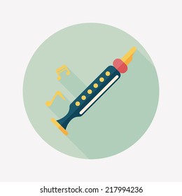 Recorder flat icon with long shadow,eps10