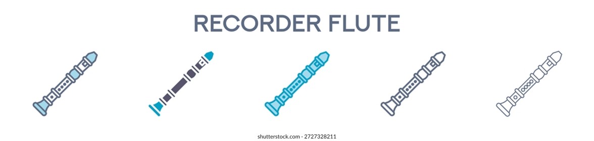 Elemento De Flauta De Gravador Para Design Gráfico - Estilos Múltiplos. Ilustração Vetorial De Duas Cores E Preto. Vários Designs De Ícones Podem Ser Usados Para Celular, Interface Do Usuário, Web