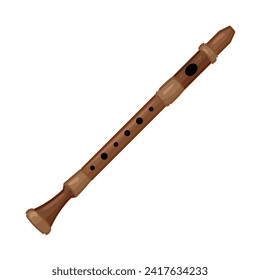 Recorder flute on white background