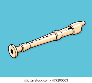 Recorder Flute Vector Icon.