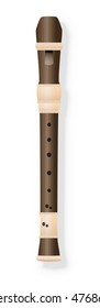Recorder with german fingering - the fourth finger hole is larger than the fifth. Isolated vector illustration on white background.