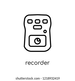 Recorder icon. Trendy modern flat linear vector Recorder icon on white background from thin line law and justice collection, editable outline stroke vector illustration
