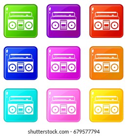 Recorder icons of 9 color set isolated vector illustration