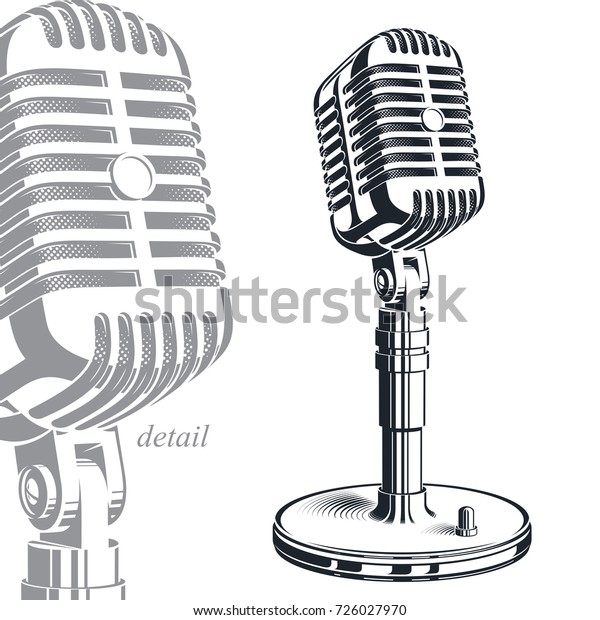 Vector De Stock Libre De Regalias Sobre Dibujo Vectorial De Microfono Grabador Aislado726027970