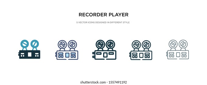 recorder player icon in different style vector illustration. two colored and black recorder player vector icons designed in filled, outline, line and stroke style can be used for web, mobile, ui
