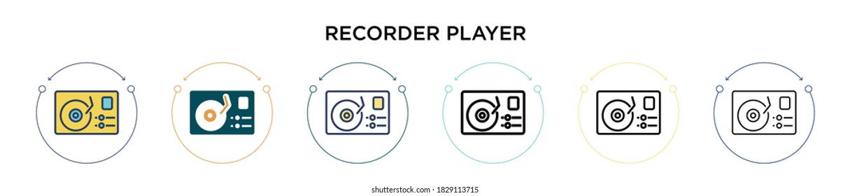 Recorder player icon in filled, thin line, outline and stroke style. Vector illustration of two colored and black recorder player vector icons designs can be used for mobile, ui, web