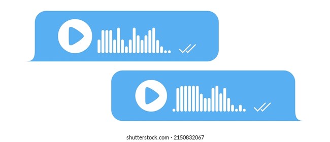 Recording of audio message template. Dialogue with audio records in speech bubbles. Vector illustration isolated in white background