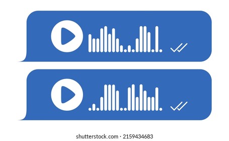 Recording of audio message template. Dialogue with audio records in speech bubbles. Vector illustration isolated in white background