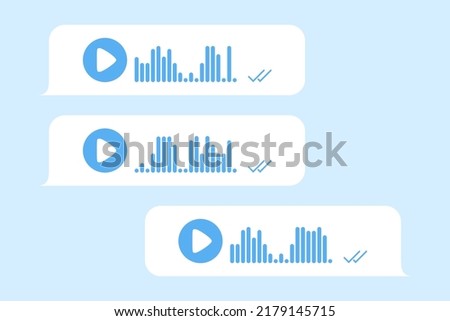Recording of audio message template. Dialogue with audio records in speech bubbles. Vector illustration isolated in white background