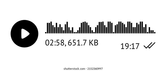 Aufnahme der Tonnachrichtenvorlage. UI-Element der Audioaufzeichnung für Smartphones. Vektorgrafik einzeln auf weißem Hintergrund