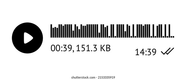 Recording of audio message template. UI element of audio record for smartphones. Vector illustration isolated in white background