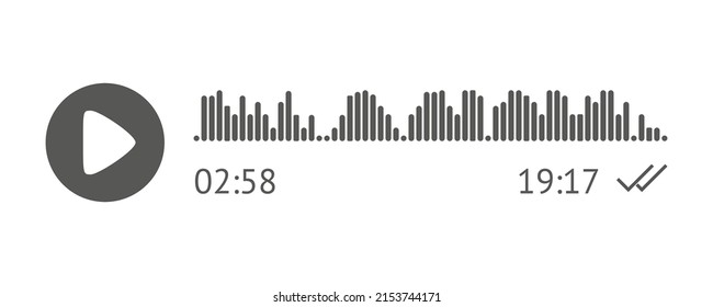 Recording of audio message template. UI element of audio record for smartphones. Vector illustration isolated in white background