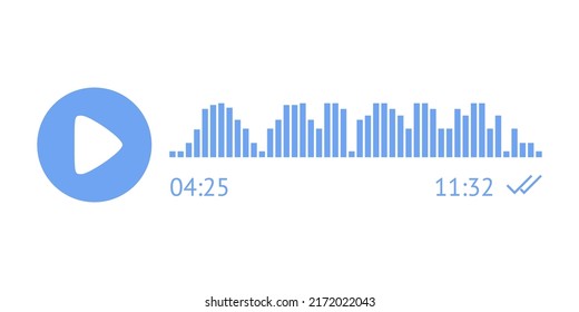 Recording of audio message template. UI element of audio record for smartphones. Vector illustration isolated in white background