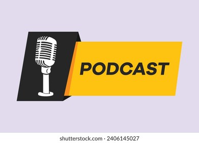 Recording audio podcast or online show concept. Colored flat vector illustration isolated.