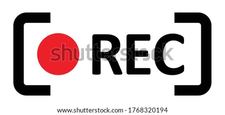 Recording board. Framed recording. Mobile home video camera viewfinder. Overlay film, live rec Vector player Full hd format of frame template lines Camera frames. Focusing screen flat red panel. 