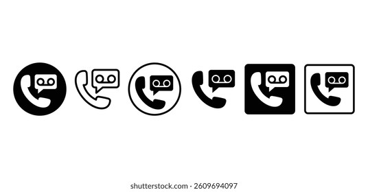 Recording Call Icons Set Black and White Color Vector Design
