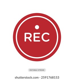 Recording, capture, rec button icon. Camera and photography symbol sign vector illustration in color fill style.