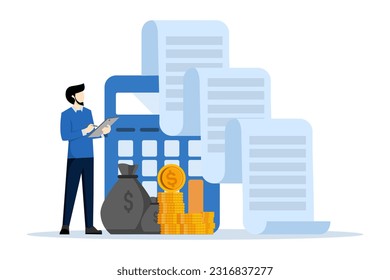 recording of financial information. Accounting Department. Create a company income and expense account. Check the correctness of accounting documents. Budget specialist. vector illustration.