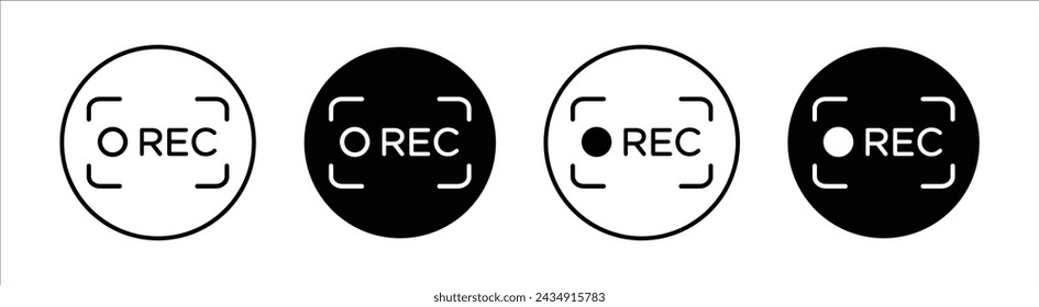 Recording flat line icon set. Recording Thin line illustration vector