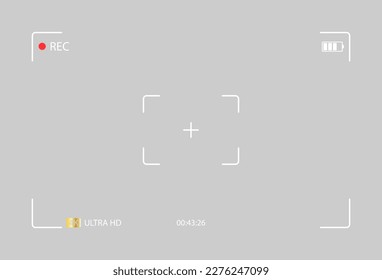 Recording frame in the lens. Flat, white, high resolution frame. Vector illustration.