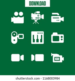 recording icon. 9 recording vector set. synthesizer, video camera and camera screen icons for web and design about recording theme