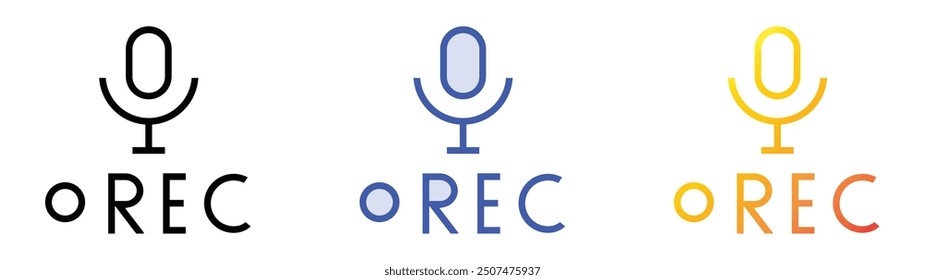 recording icon. Linear, Blue Fill and Gradient Style Design Isolated On White Background
