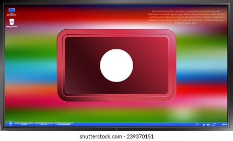 Recording icon. Media player on the screen monitor. Made vector illustration