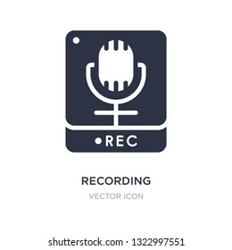 recording icon on white background. Simple element illustration from Technology concept. recording sign icon symbol design.