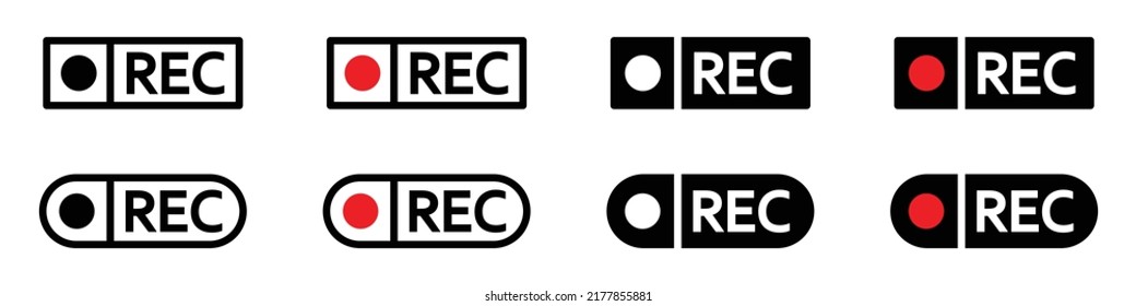 Recording Icon. Rec Icon Set, Vector Illustration.