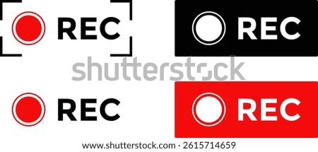 Recording icon set. recording voice message signs. Red logo camera recording symbol.  recording conversation. 
