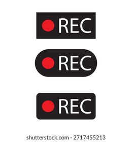 Conjunto de iconos de grabación. Video Icono de grabación de la cámara. Voise, símbolo rojo. Icono rojo de la grabación, Ilustración vectorial