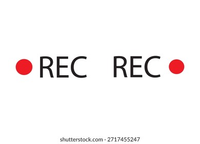 Conjunto de iconos de grabación. Video Icono de grabación de la cámara. Voise, símbolo rojo. Icono rojo de la grabación, Ilustración vectorial