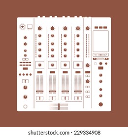 Recording Mixer. Dj Icon. Dj Console Mix Handles And Buttons, Vector Illustration
