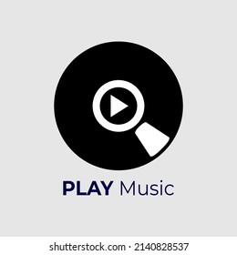 vector de logotipo de música de grabación, color negro