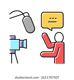 recording news color icon vector. recording news sign. isolated symbol illustration