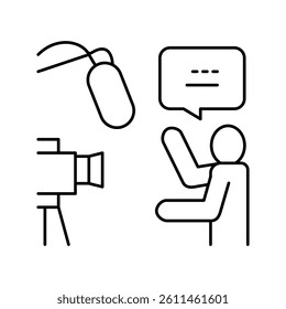 recording news line icon vector. recording news sign. isolated contour symbol black illustration