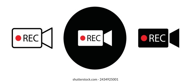 Recording outline icon collection or set. Recording Thin vector line art