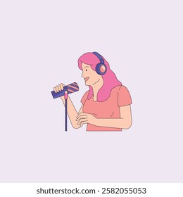 Recording Podcast Illustration for design needs, Landing Pages, Animation, Apps, Presentations, Content Creator and other Promotions