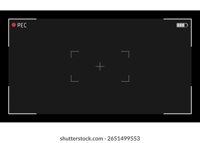 Recording screen from a video camera viewfinder with a black background in vector