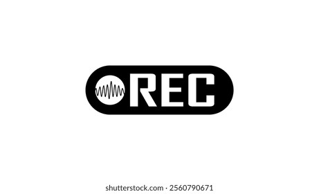 Recording sign , black isolated silhouette