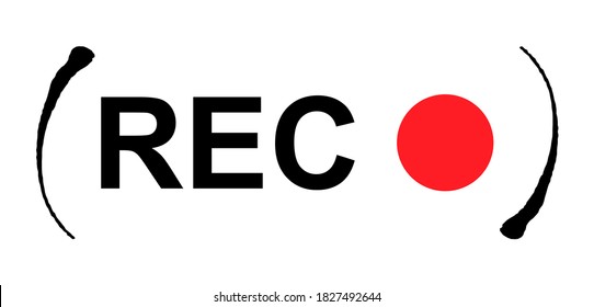 Recording sign button, red app panel, rec, vector symbol isolated on white background
