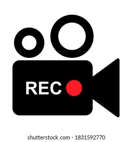 Recording sign button, red app panel, rec, vector symbol isolated on white background