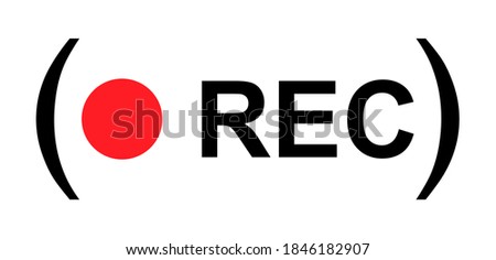 Recording sign button, red app panel, rec, vector symbol isolated on white background