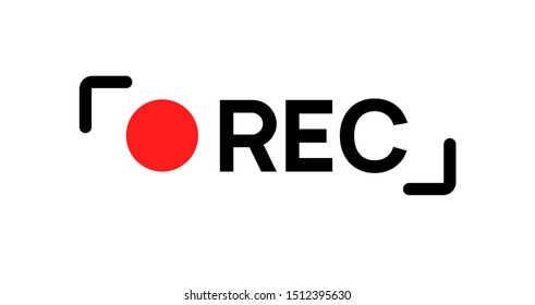 Recording Sign Icon. Red Logo Camera Video Recording Symbol, Rec Icon.