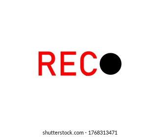 Recording sign icon. Red logo recording symbol, rec icon
